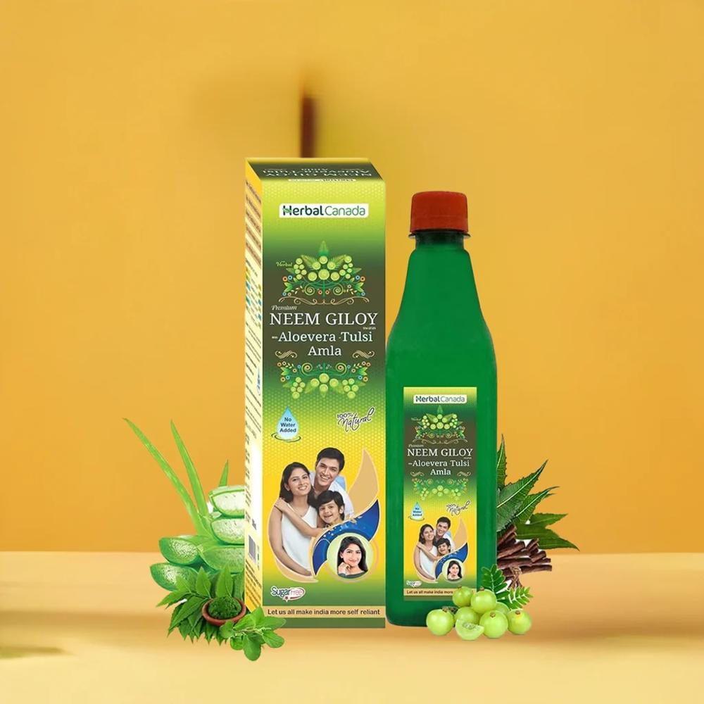 Herbal Canada Neem Giloy (Tulsi Aloevera Amla Sugar Free) 500ml
