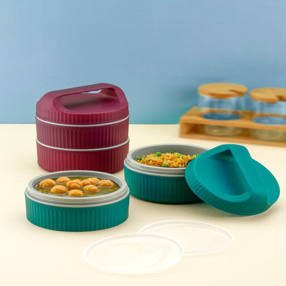 2 PARTITION INSULATED PLASTIC TIFFIN SET