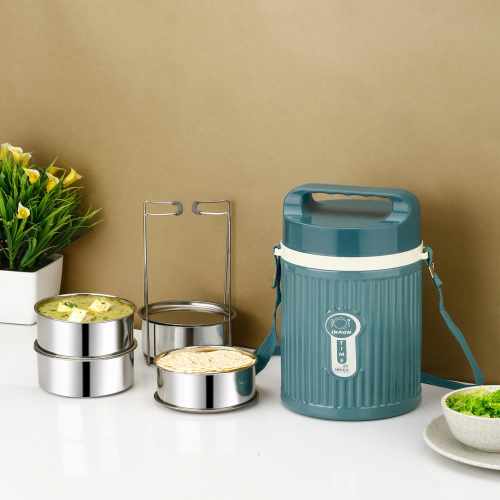 STEEL 3 CONTAINER INSULATED OFFICE TIFFIN SET 