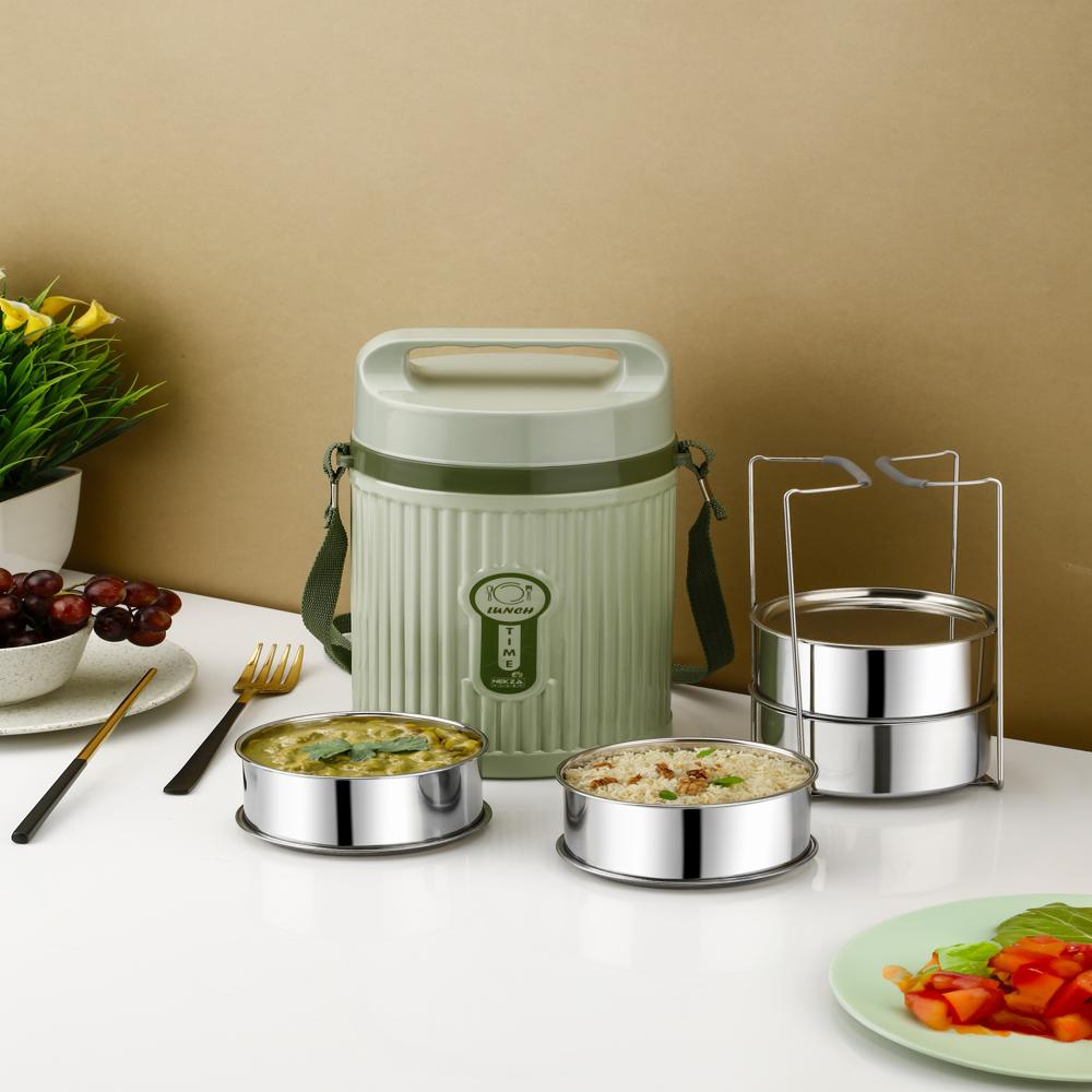 STEEL 3 CONTAINER INSULATED OFFICE TIFFIN SET 