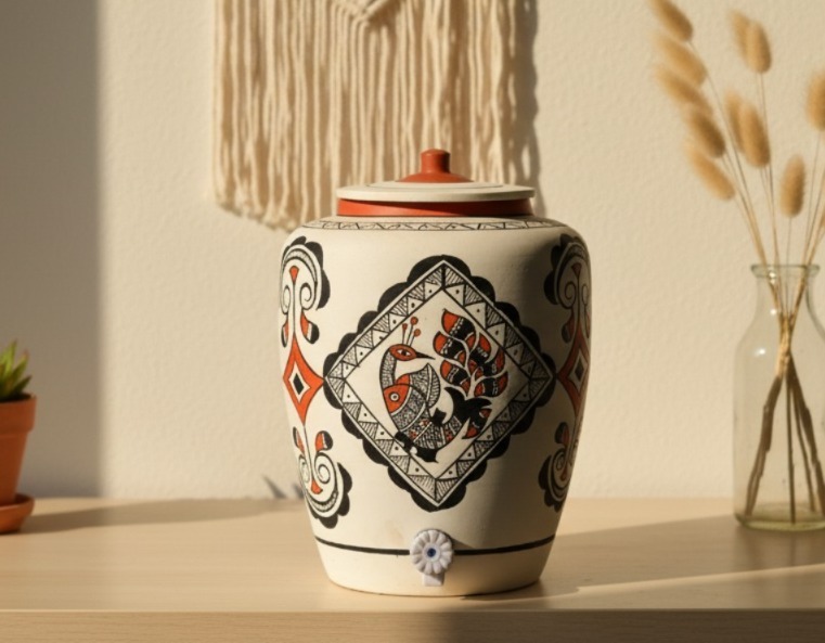 Clay Water Pot Peacock 6.5 LTR