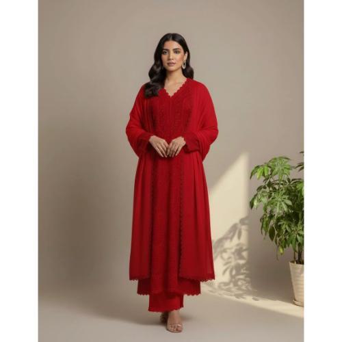 Faux Georgette Ready Wear Chikankari Kurti Pallazo Set