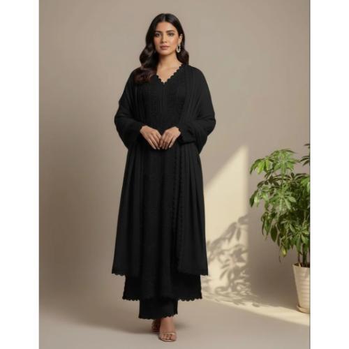 Faux Georgette Ready Wear Chikankari Kurti Pallazo Set