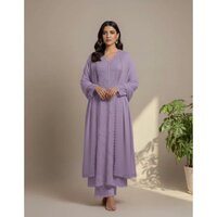 Faux Georgette Ready Wear Chikankari Kurti Pallazo Set