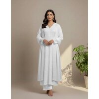 Faux Georgette Ready Wear Chikankari Kurti Pallazo Set