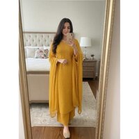 Faux Georgette Ready Wear Chikankari Kurti Pallazo Set