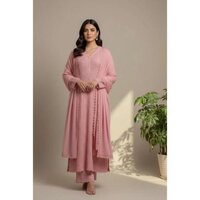 Faux Georgette Ready Wear Chikankari Kurti Pallazo Set
