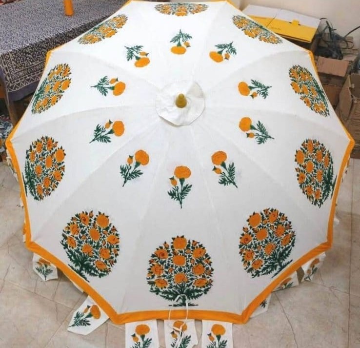 Hand Block Printed Umbrella - Material: Polyester