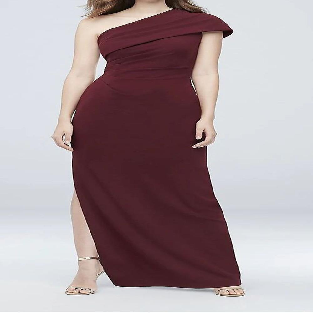Export Surplus Women Maroon One Shoulder Long Gown 