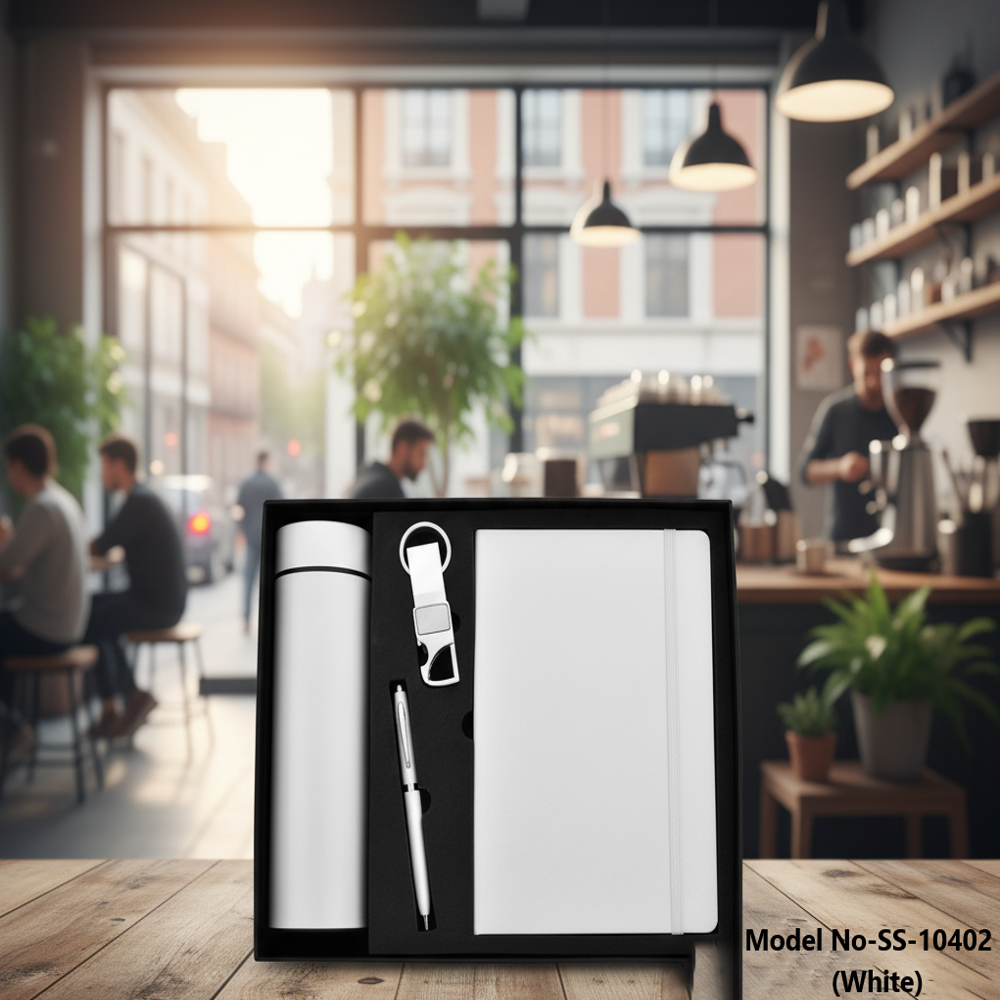 Luxury 4-in-1 Diary, Pen, Temperature Bottle & Keychain Combo (SS-10402)