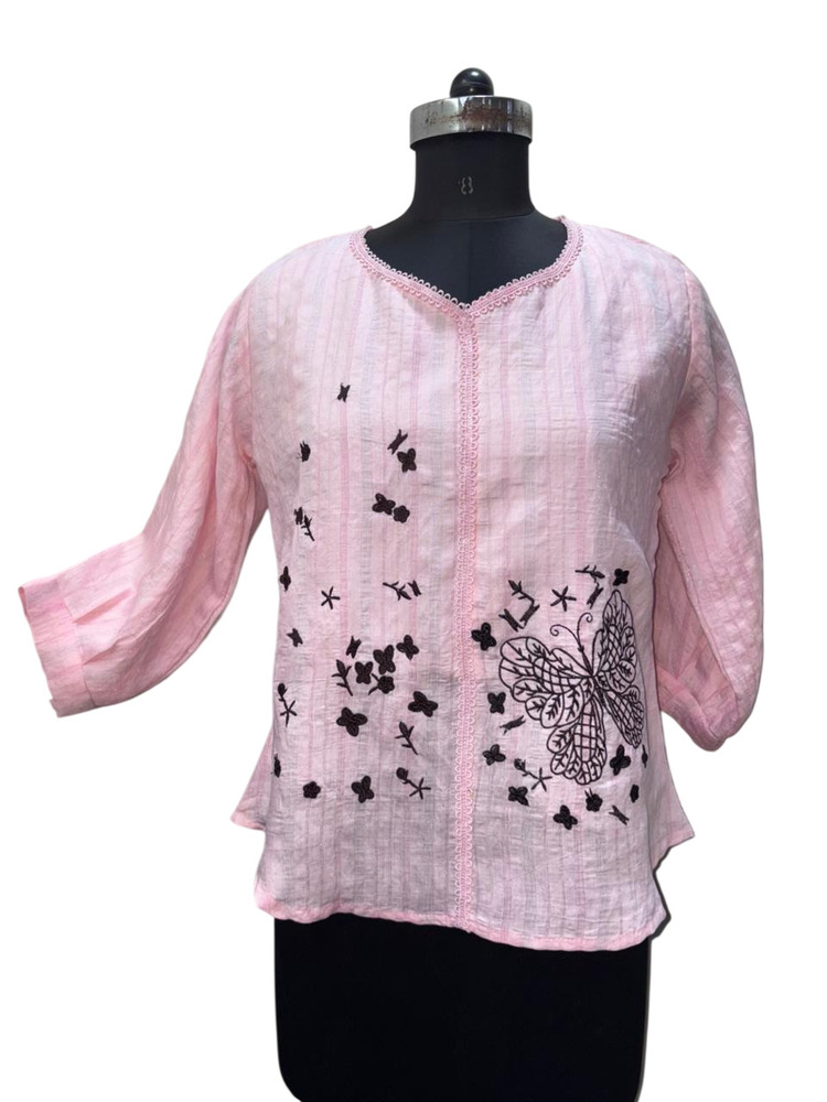Pink Cotton Embroidered Top
