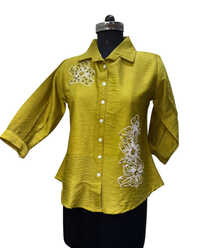 Olive Green Cotton Embroidered Top - Feature: High Quality