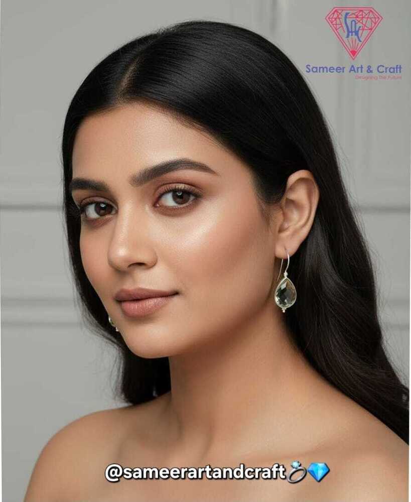 925 Sterling Silver Earring Natural Amethyst Gemstone Rhodium Plated