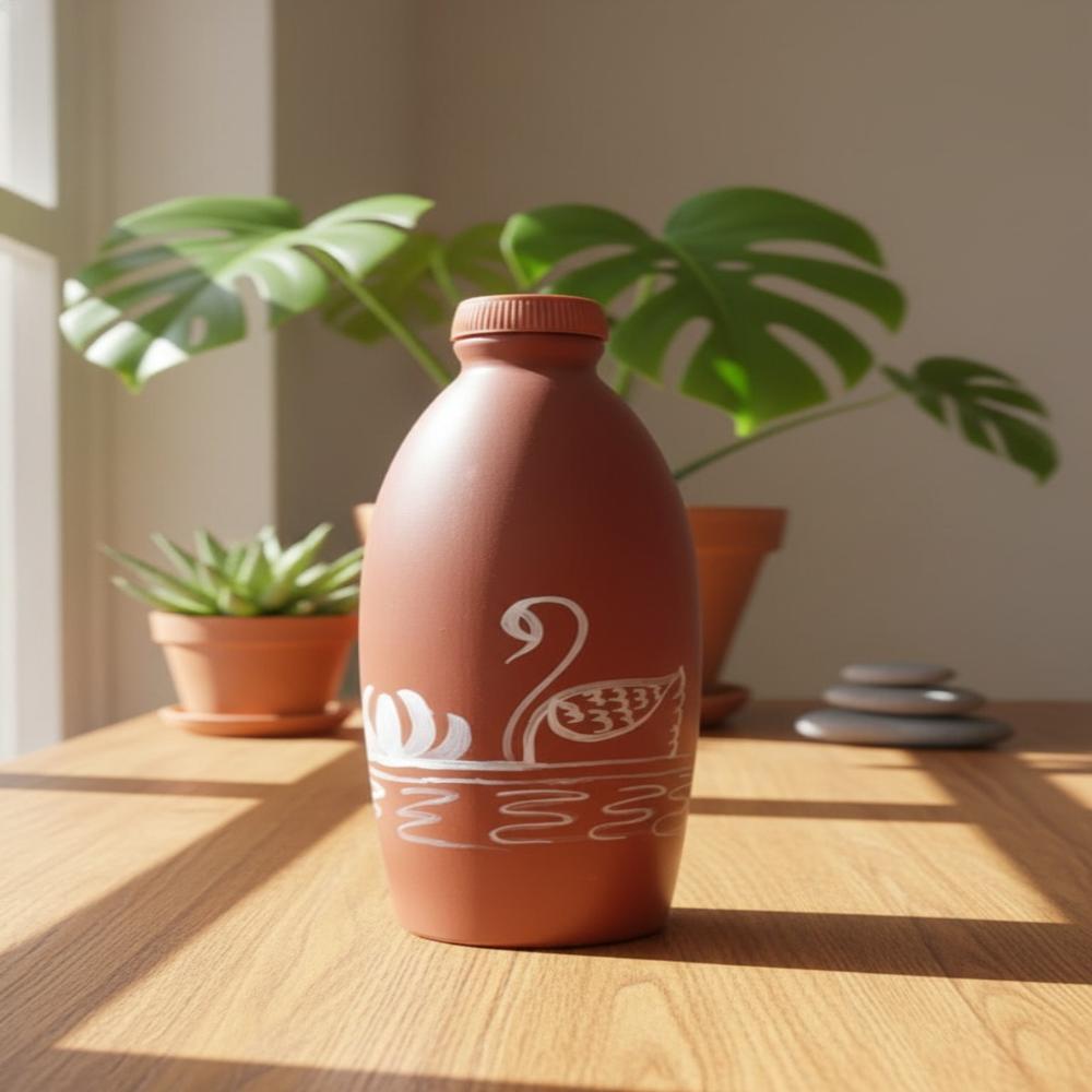 Water Bottle 1 lit White Swan Design