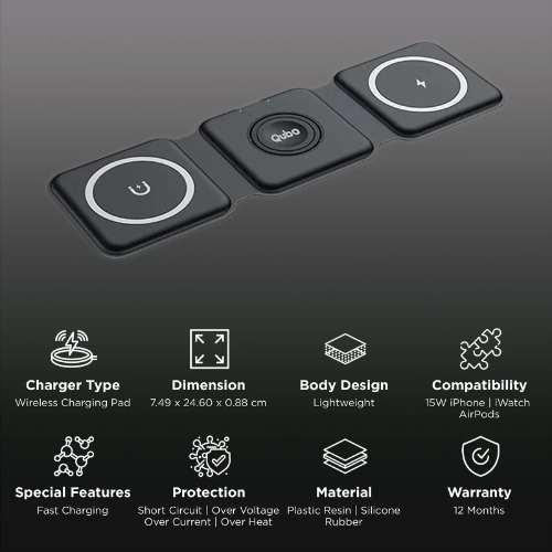 3-in-1 Fast Magnetic Foldable Wireless Travel Charger