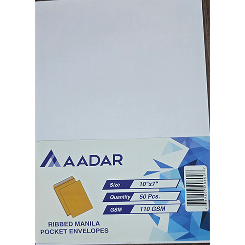Ribbed Manila Pocket Envelopes 7 X 4 ( 100 Gsm ) - Color: White