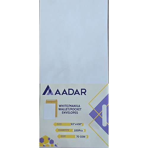 White Manila Wallet Pocket Envelopes 7 X 4 ( 70 Gsm ) - Size: 9.5X4.5 Mm