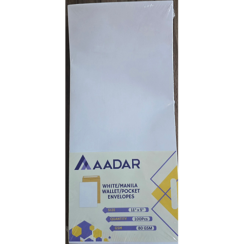 White Manila Wallet Pocket Envelopes 11X5(80 GSM )