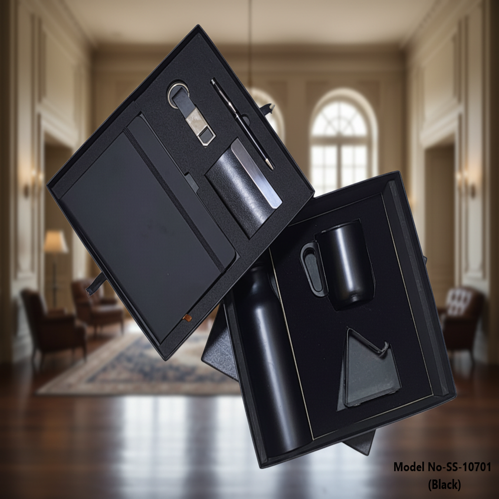 (SS-10701) Leather Combo Promotional Gift Set With Diary Bottle Mobile Stand