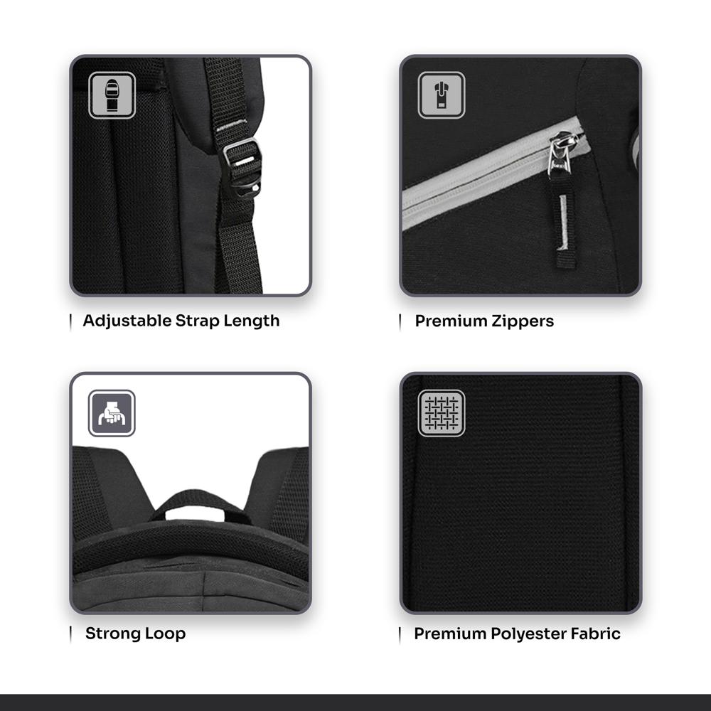 Black Anti Theft Backpack - Polyester 30 Ltr , Customized Color, Usb Charging Port, Anti-theft Design, Hidden Zippers & Laptop Sleeve
