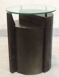 GLASS AND WOODEN SIDE TABLE