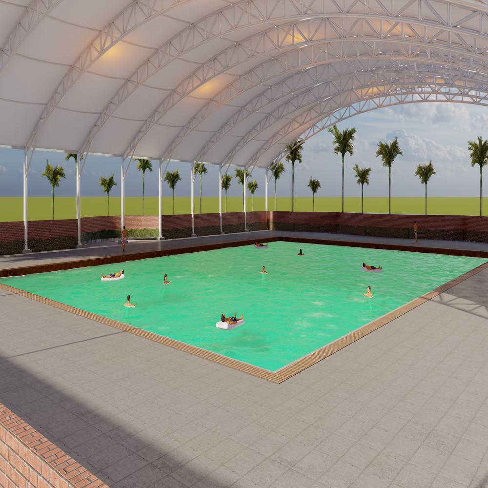 Sweeming Pool Tensile Structure - Color: White