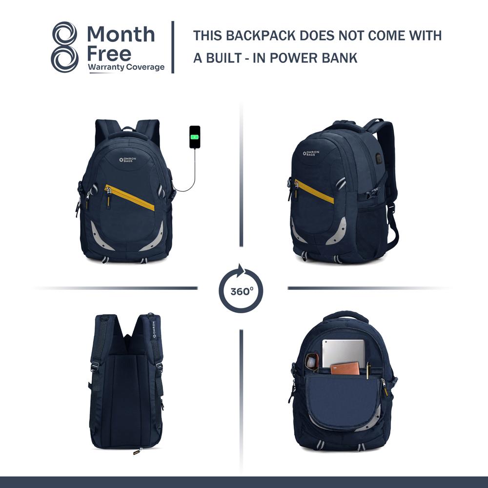 Smart Laptop Backpack, Water-Resistant with USB Charging Port, Office & College Backpack for Men and Women, Daily Use (Blue)