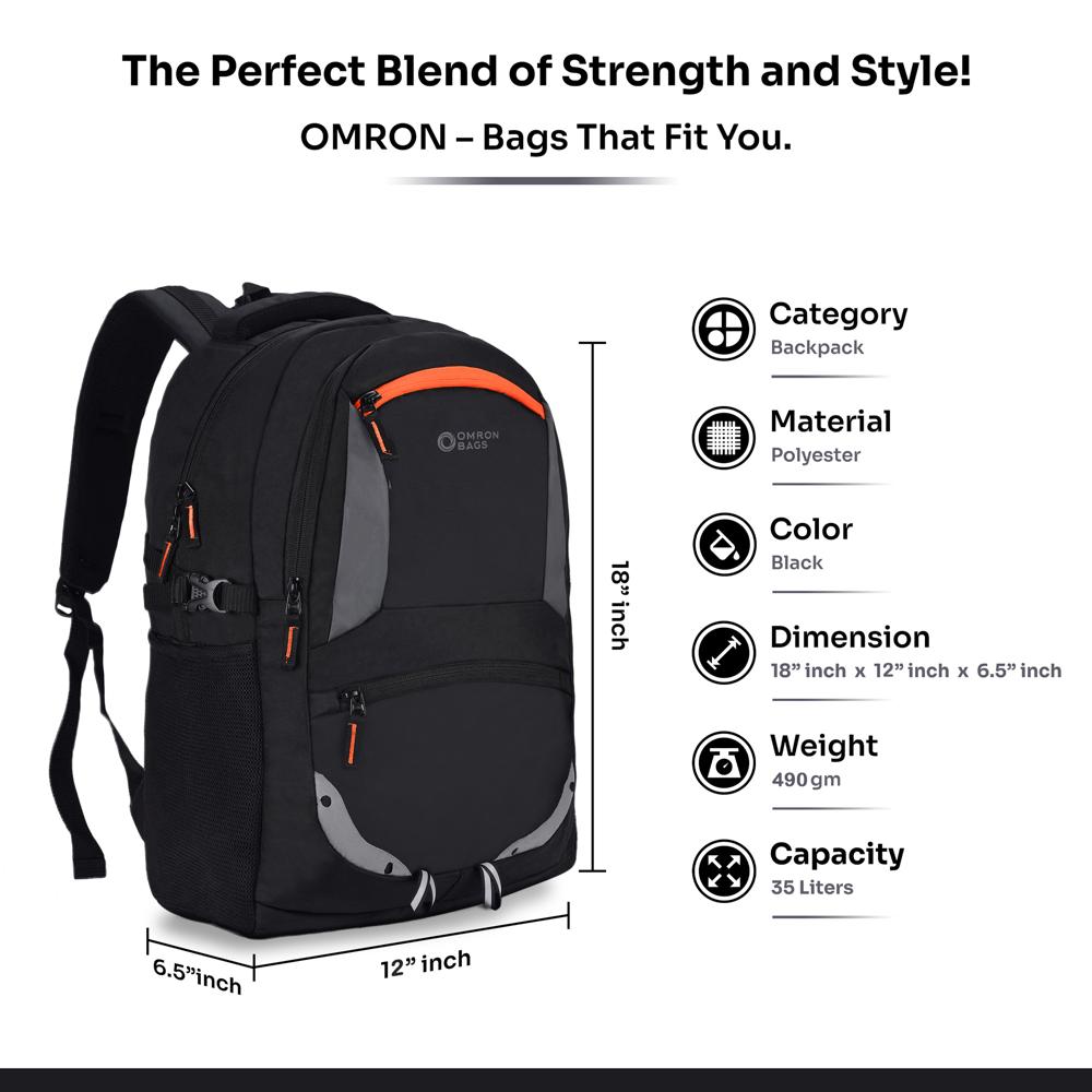Black Travel Backpack - Polyester Material, 15 Ltr Capacity, Customizable Color Options - Secure Zip Closure, Plain And Simple Design For All Occasions