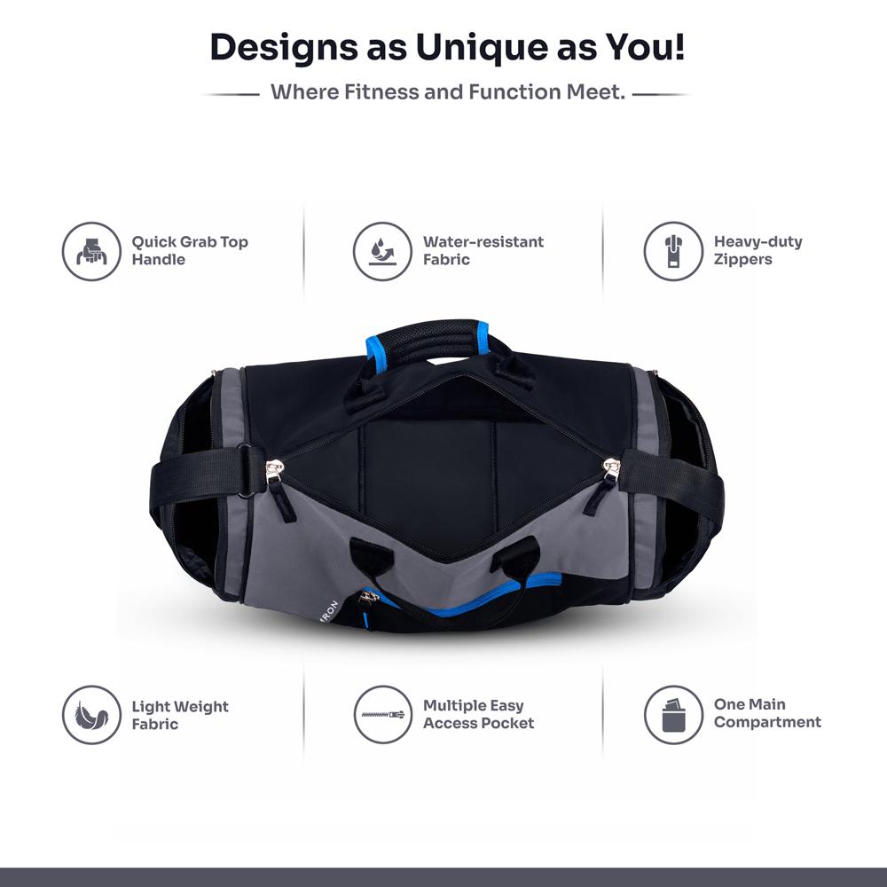 Duffel Gym Bag for Men & Women, Water-Resistant Sports & Travel Bag with Front Zipper Pocket