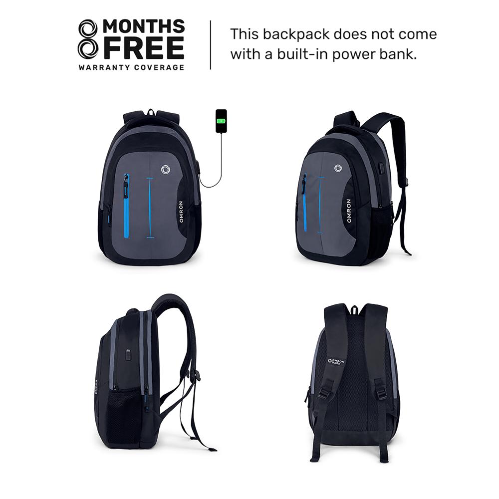 Laptop Backpack with USB Charging Port Water-Resistant Office College School & Travel Bag for Men & Women Black 30L
