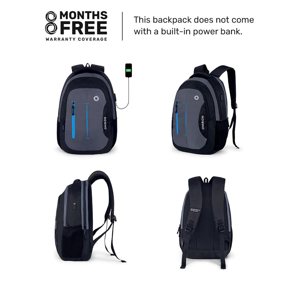 Laptop Backpack with USB Charging Port Water-Resistant Office College School & Travel Bag for Men & Women Black 30L