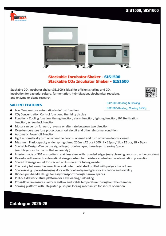 Stackable Co2 Incubator Shaker (Sis1600) - Accuracy: 0.1 C. Â°C