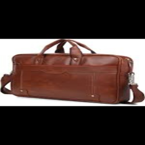 (SS-353) Brown Solid Leather Laptop Bag With handle For Office