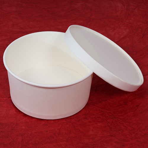 1000ml Flat White Paper Bowl - Coating Type: Oil & Grease Resistance