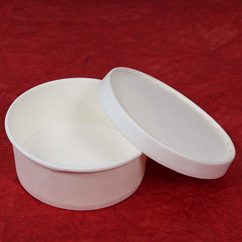 300ml White Paper Bowl With Paper Lid - Coating Type: Oil & Grease Resistance