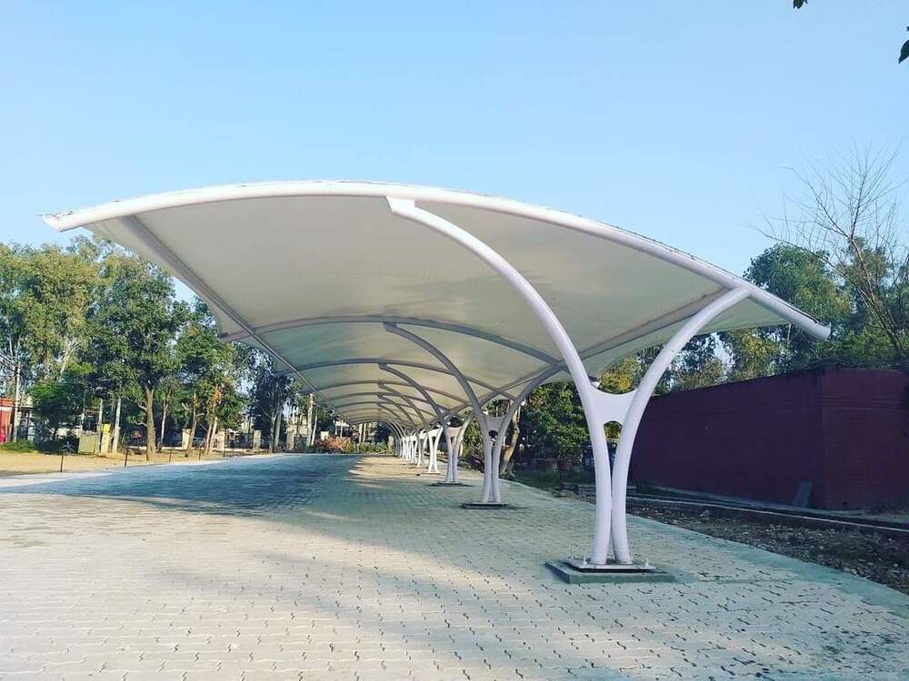 White Outdoor Tensile Car Parking Structure