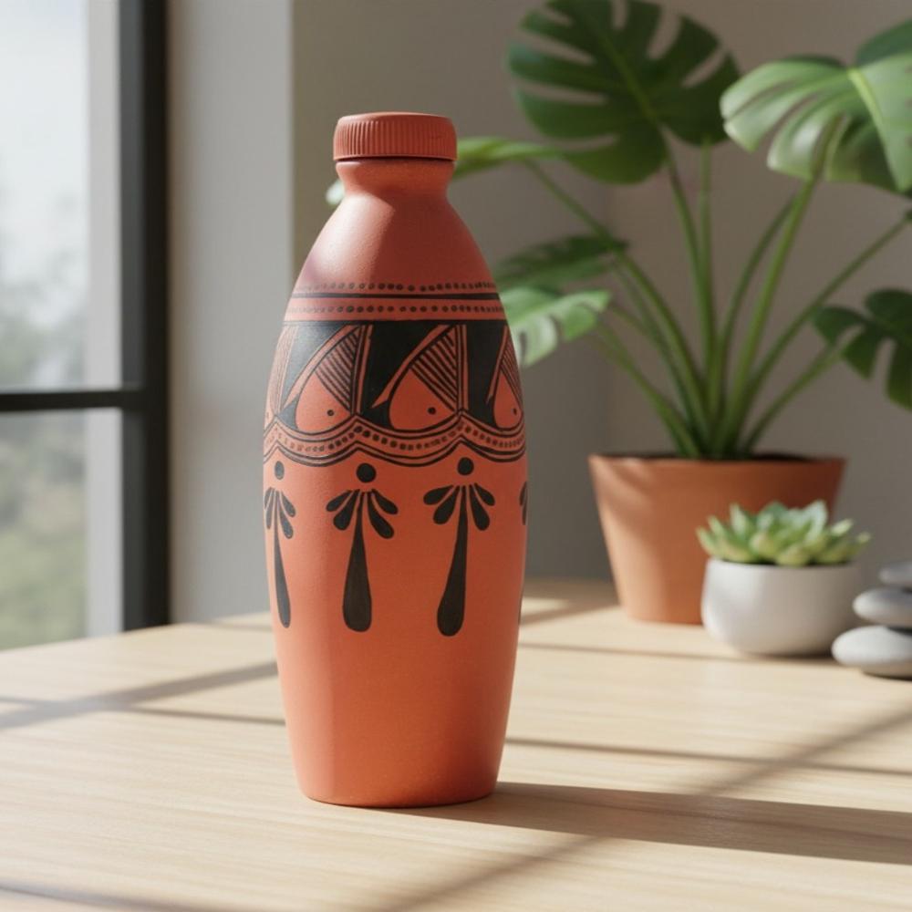 Clay Water Bottle 1 lit Black Spade