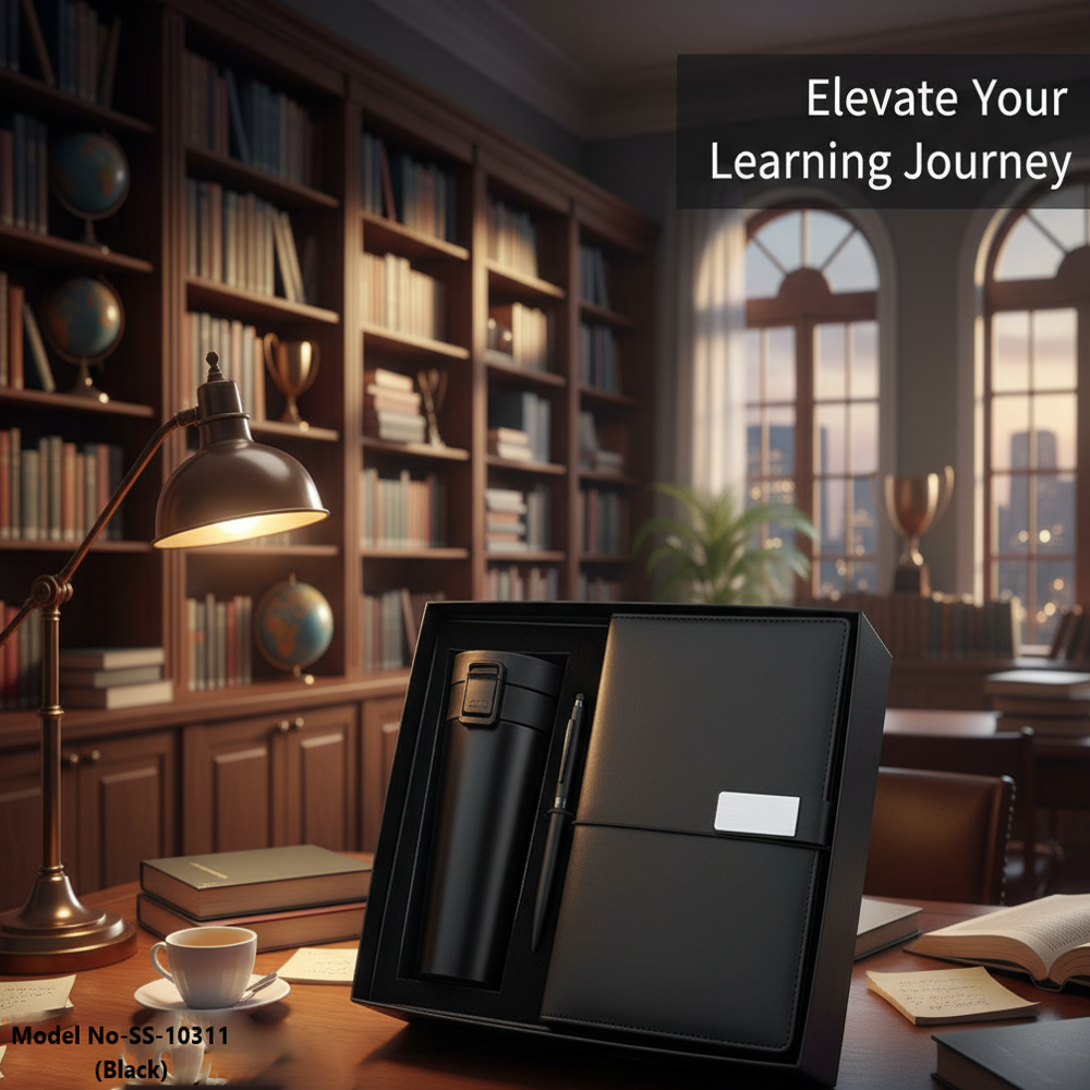 (SS-10311) Leather Corporate Gift Set Pen Bottle And Diary Comb