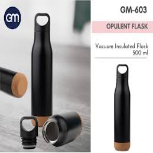 (SS-113) Double Walled Vaccum Metal Bottle With Cork Base
