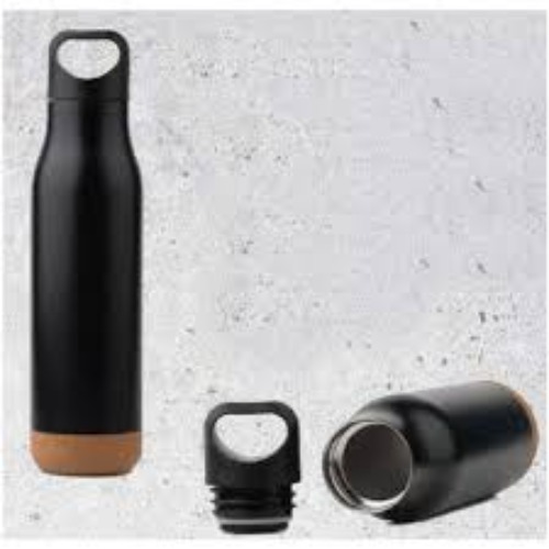 (SS-113) Double Walled Vaccum Metal Bottle With Cork Base