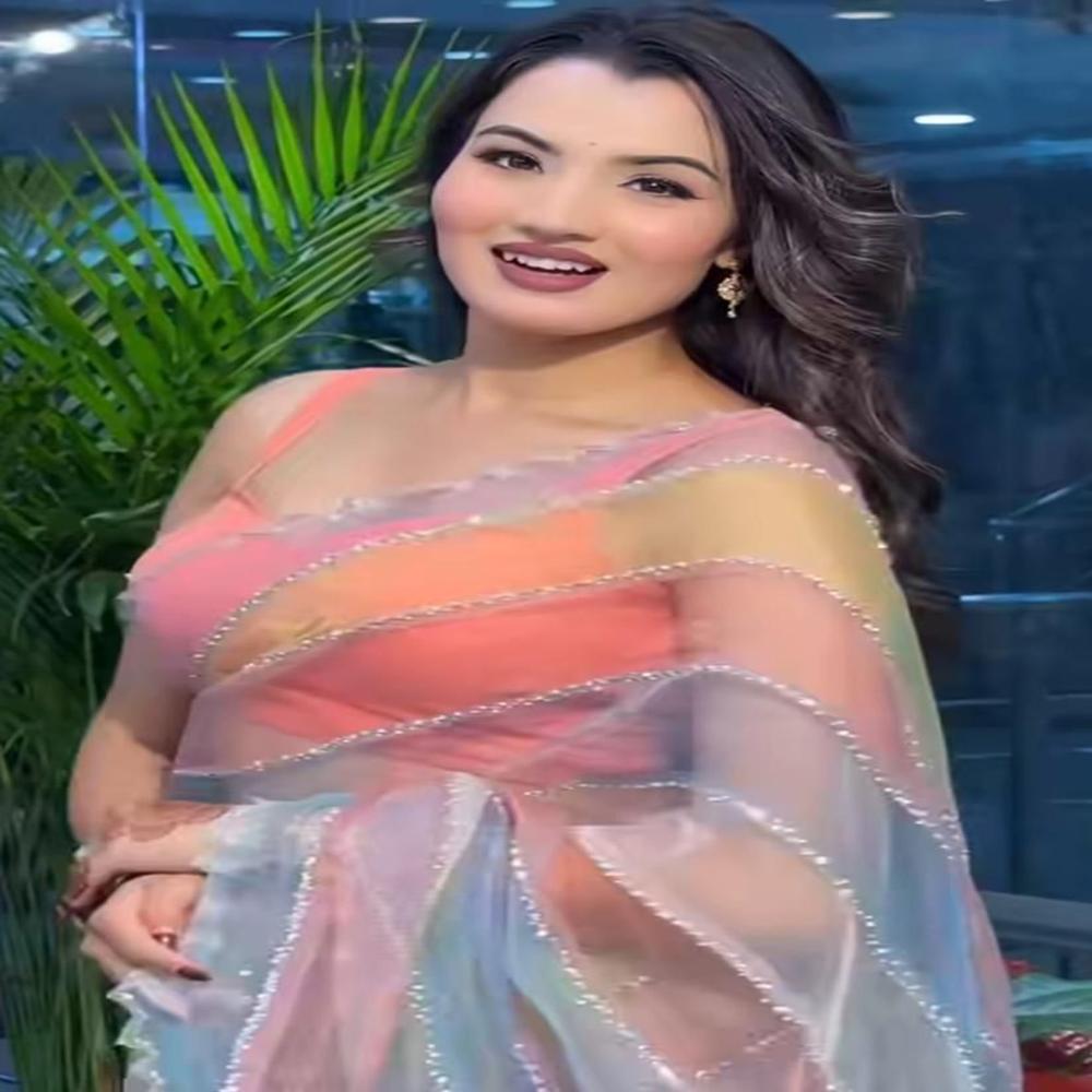 Pink Net Party Wear Saree - Color: Multi Color