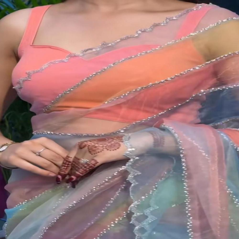 Pink Net Party Wear Saree