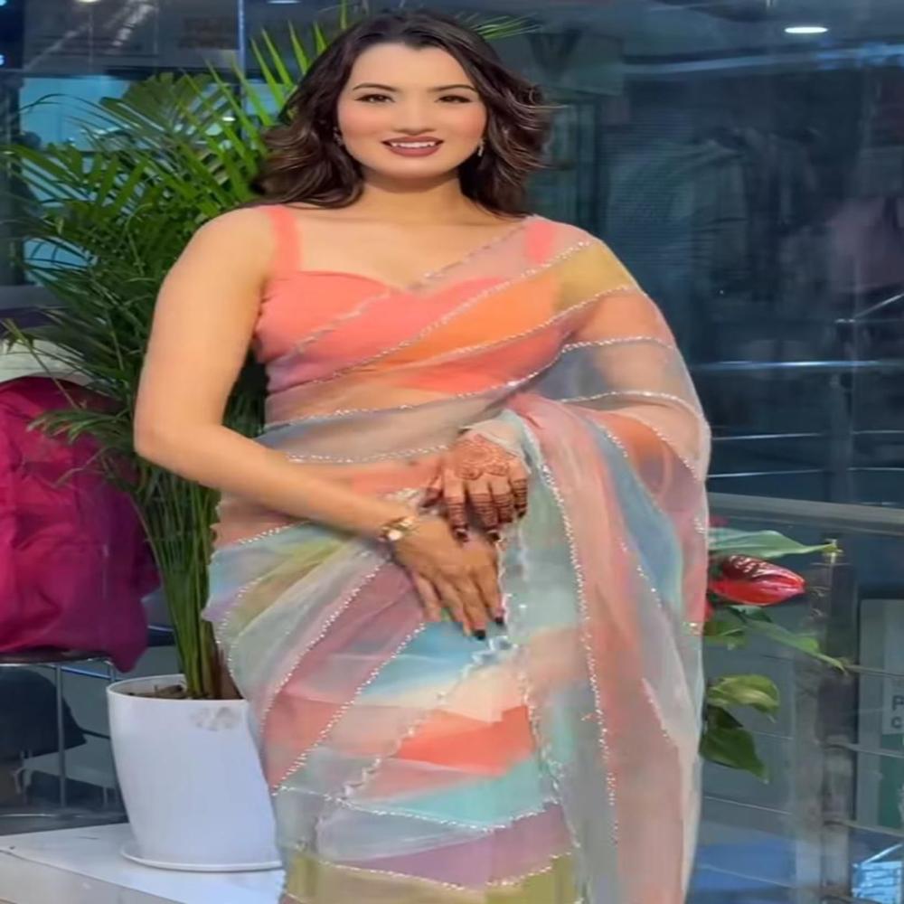 Pink Net Party Wear Saree