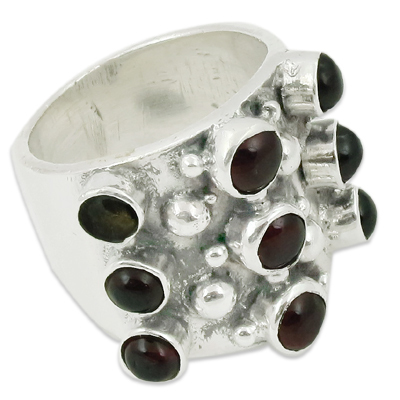 Garnet & Tourmaline Gemstone Silver Ring Jewellery