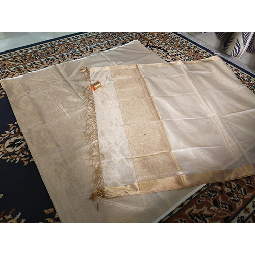 Half Tissue Silk Mercerized Gold Zari Fabric Dupatta - Color: Different Available