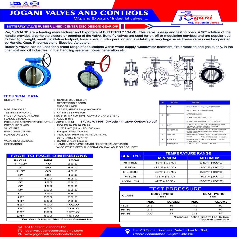 PTFE Lined Butterfly Valve