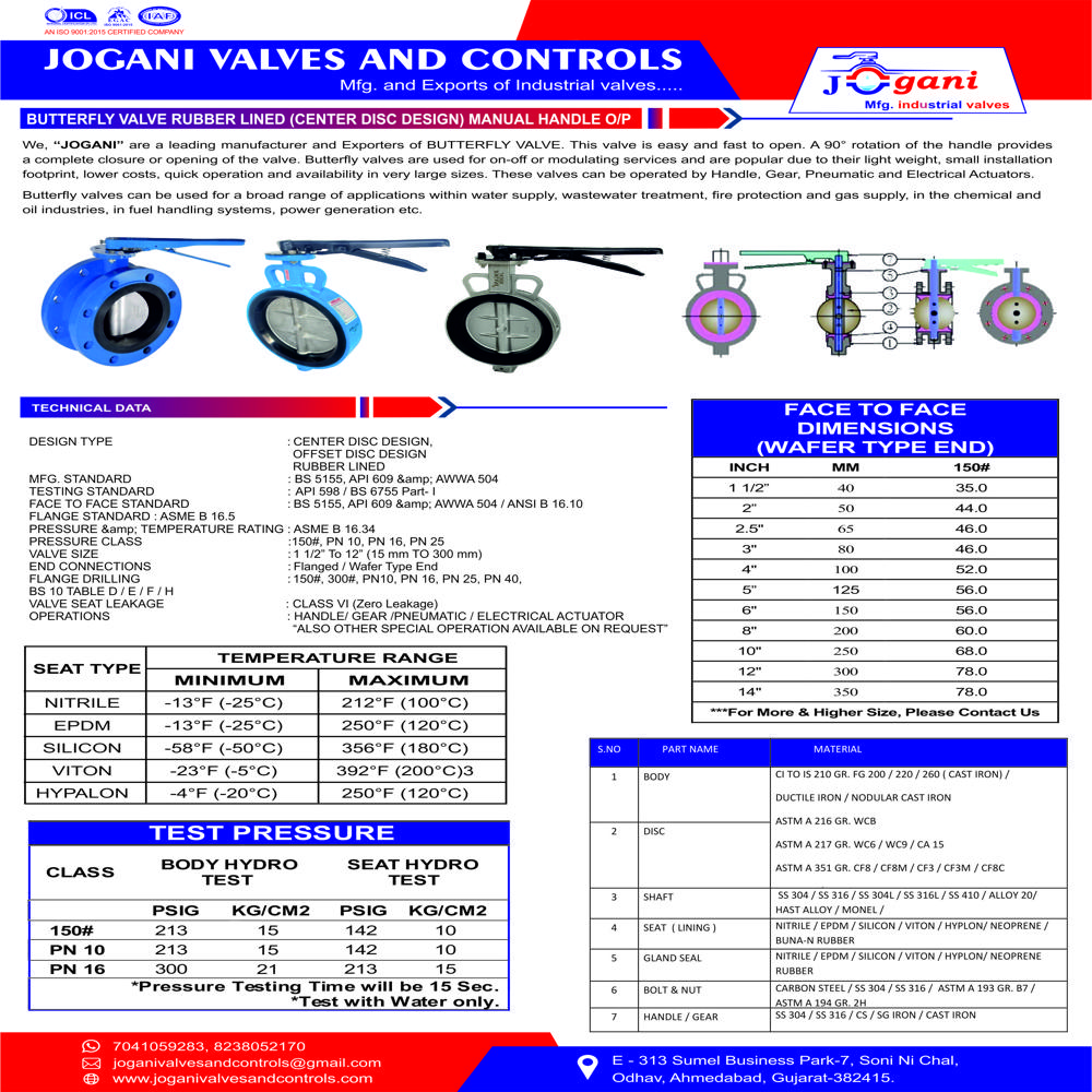 PTFE Lined Butterfly Valve
