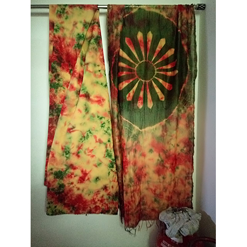 Multicolor Hand Dyed Shibori Marsidi Silk Fabric Suit