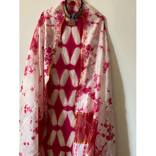 Red Printed Hand Dyed Shibori Marsidi Silk Suits