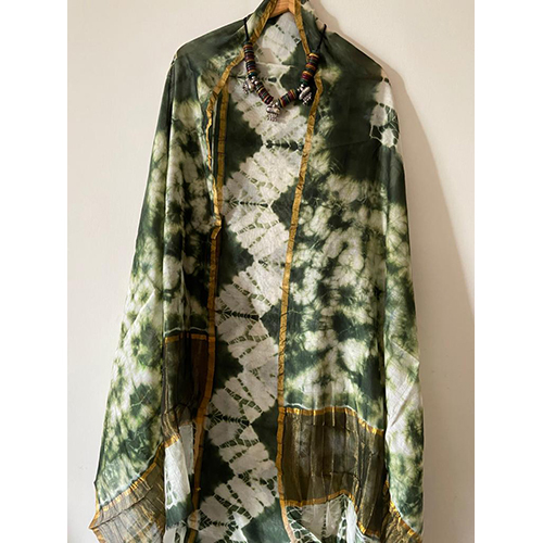 Ladies Green Hand Dyed Shibori Marsidi Silk Suits